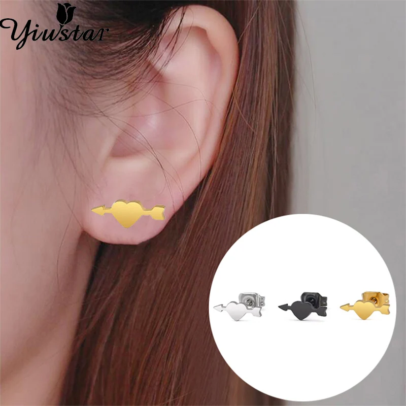 Yiustar New Arrival Romantic Earings for Girls Kids 304 Stainless Steel Stud Earrings Cute Tiny Love Earrings Jewelry Kids Gifts