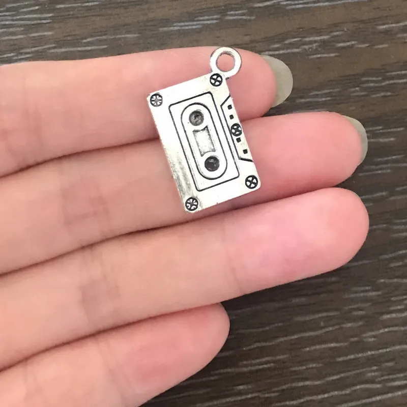 

8PCS DIY Jewelry Cassette Tape Charms Antique Silver Tone Pendant Charm for Bracelets Necklaces Earrings Book Marks Key Chains
