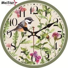 Настенные часы MEISTAR с природным пейзажем, птички, сорока, дизайн, модные бесшумные, для учебы, офиса, кухни, домашнего декора, художественные настенные часы
