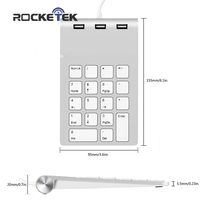 Rocketek USB цифровая клавиатура 18 клавиш с тремя 2 0 концентраторами для мини цифровой