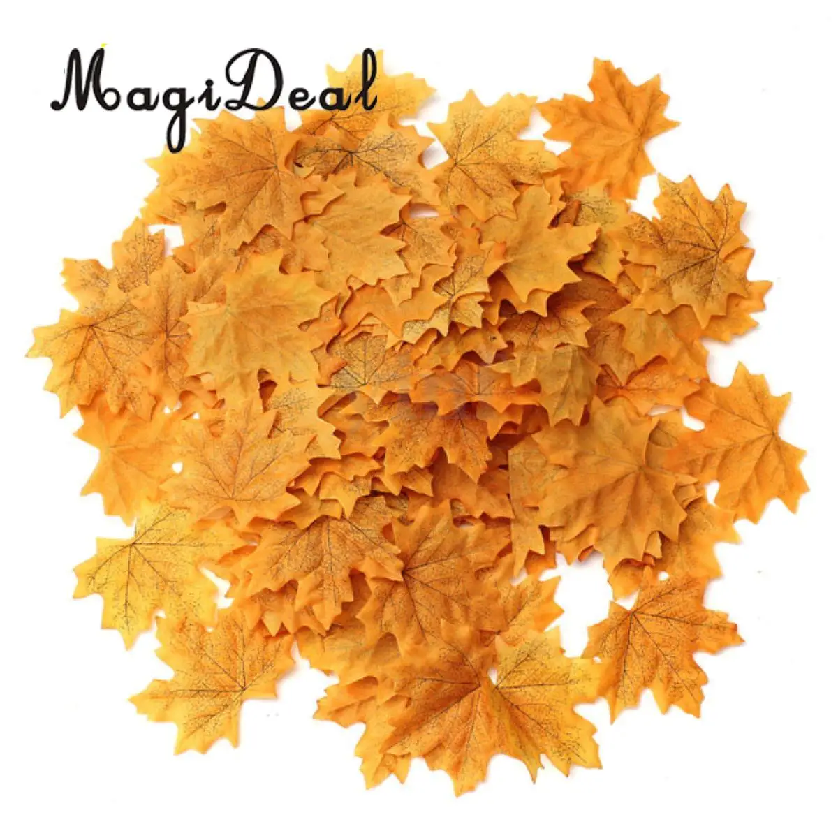 MagiDeal 200 Piece Artificial Maple Leaf Autumn Leaves Stage Props Decor 100x Yellow and 100x Wine Red