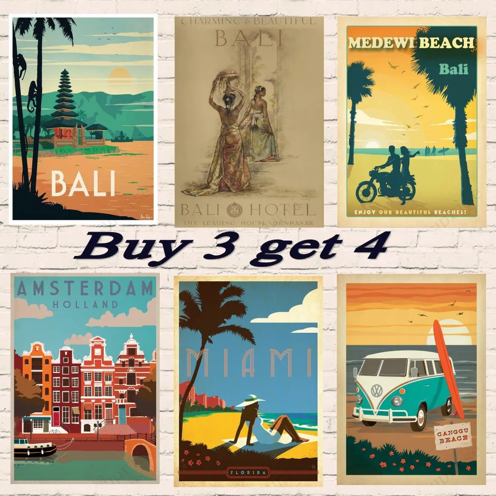 Vintage Travel Poster BALI Indonesia Photo Fridge Magnet Size 2/"x 3/"