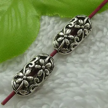

120 pieces antique silver flower hollow spacers 22x10mm #2725