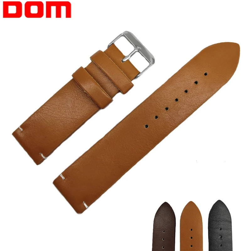 

DOM Men Watch Bracelet Belt Yellow Watchbands PU Leather Strap Watch Band 18mm 20mm 22mm Watch Accessories Wristband for Men