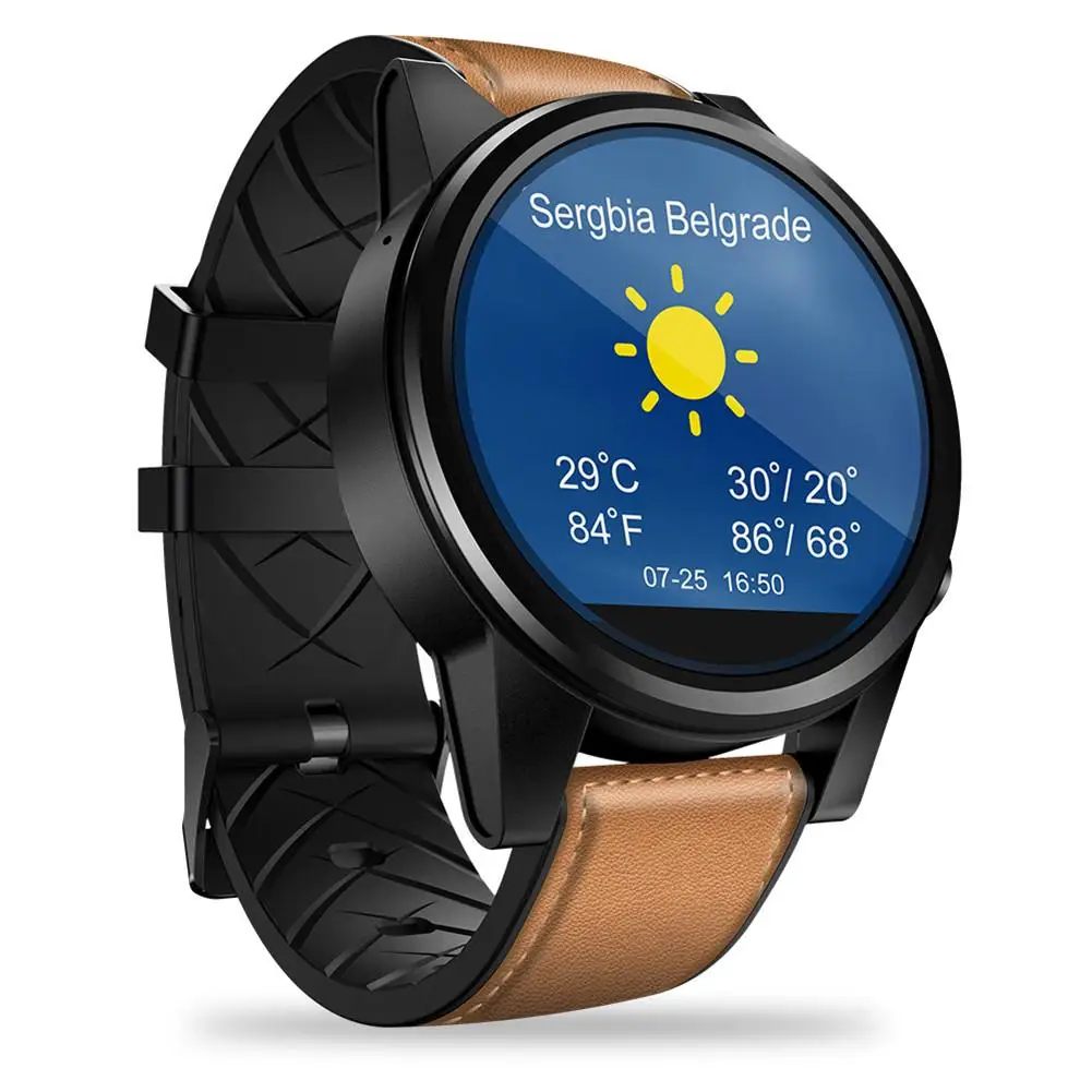 4G Smart Watch 1.6 Crystal Display GPS/GLONASS Quad Core 16GB 600mAh Hybrid Leather Straps Smart Watch 2 Color