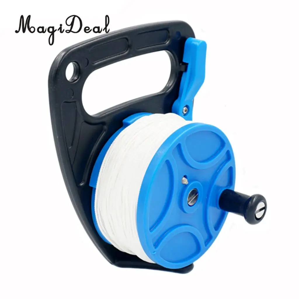 MagiDeal Multi Purpose Scuba Dive Reel Spool with 83m Line and Handle + Rope Float for Cave Wreck Drift Diving Snorkeling