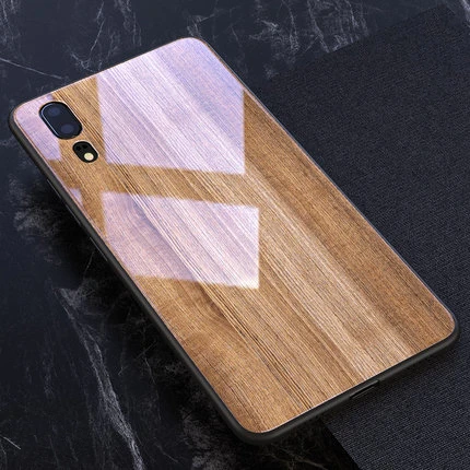 Huawei p20 Pro закаленное стекло задняя крышка 9 h анти-взрывается huawei p20 дерево зерна цвет бамбуковый камень чехол - Цвет: huang se mu wen