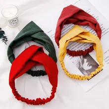 Diademas lisas de ante para niña y mujer, Bandanas Vintage con nudo cruzado, cintas elásticas para el cabello, accesorios para el cabello