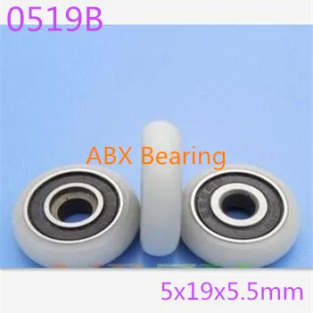 

0519B 605-2RS 605 Nylon wheel hanging / ball bearing with pulley wheel for doors and windows 5*19*5.5 with M5 hole shower room