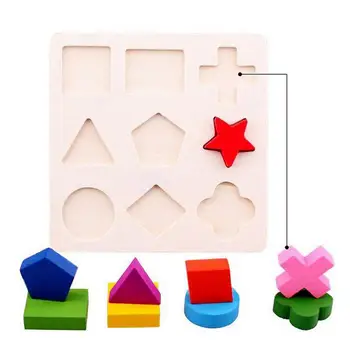 

Colorful Wooden Geometric Shapes Sorting Math Puzzle Board Early Educational Game Color Shape Cognitive Toy for Kid Baby Toddler