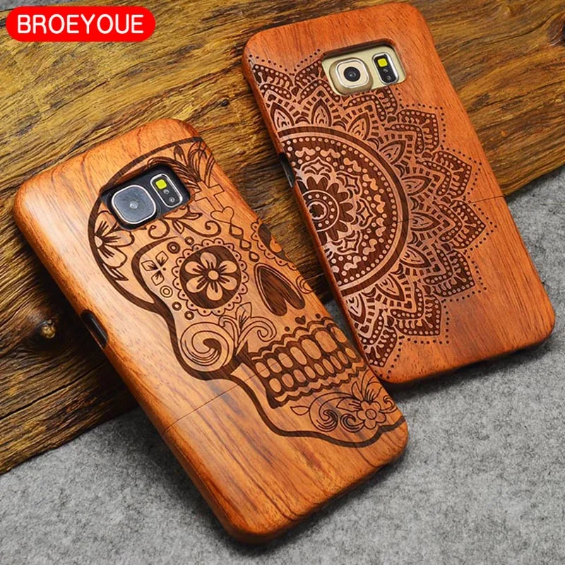 

Wood Case For Samsung Galaxy S5 S6 S7 Edge Plus Note 5 4 3 Bamboo Carving 100% Natural Wood+ Plastic Phone Cover Cases