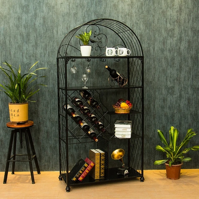Wine Rack In Living Room Part - 19: Creative European Wine Holder Rack Hanging Glass Frame Cabinet Household Living Room Decoration Simple Multilayer Frame
