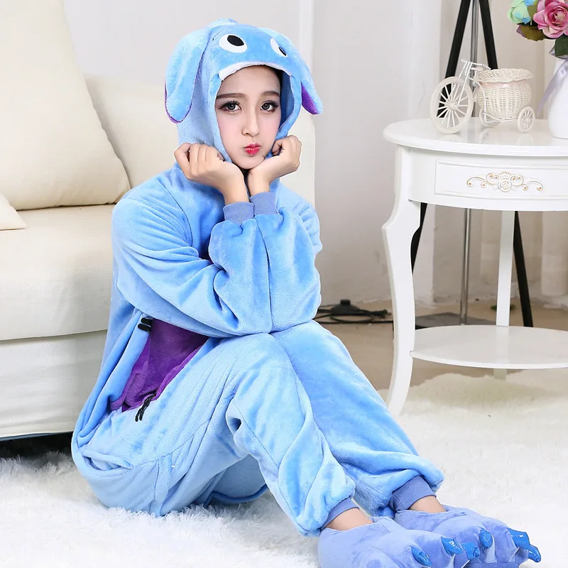 Donkey Onesie  Cartoon Animal Overall Eeyore Pajama Adult Couple Kigurumis Men Women Blue Funny Suit High Quality Flannel