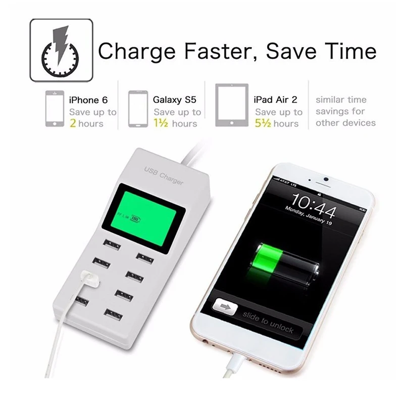 8 ميناء USB جدار شاحن شحن محطة المقبس مهايئ توزيع للهاتف المحمول الذكي أقراص السفر مكتب LED الرقمية 8 ميناء USB جدار شاحن شحن محطة المقبس مهايئ توزيع للهاتف المحمول الذكي أقراص السفر مكتب LED الرقمية