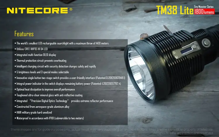 Nitecore TM38 Lite светодиодный фонарик маленький монстр CREE XHP35 HI D4 1800 люмен перезаряжаемый фонарик с 4 батареями 18650