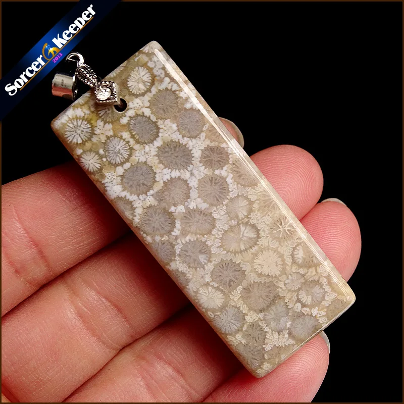 

High Quality Natural Coral Fossil Chrysanthemum Stone Lucky Amulet Pendant Necklace For Women Men pendants Fashion Jewelry YS859