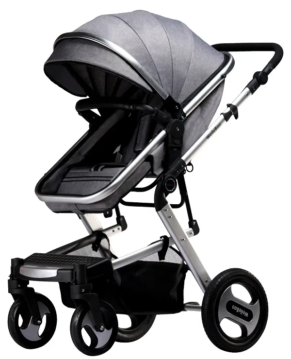 3 в 1 высокая Ландшафтная детская коляска может сидеть четыре колеса амортизатор складной Двусторонняя детская коляска - Цвет: gray