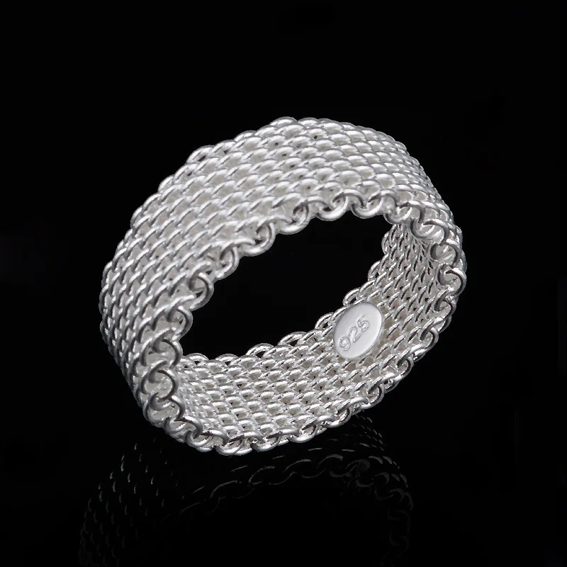 Fashion Ring Silver plated color Jewelry Woven Mesh Belt