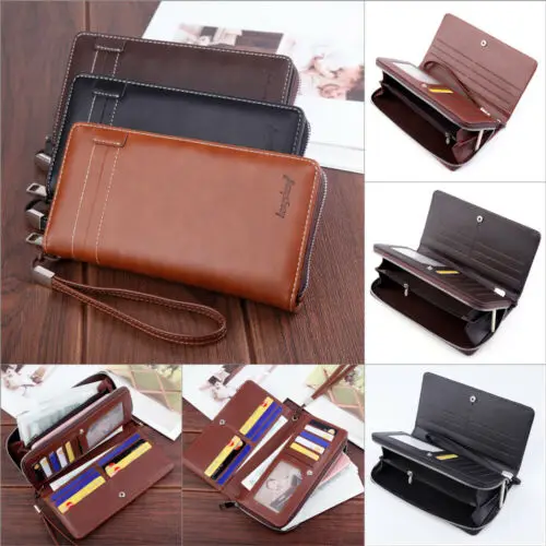 Мужской длинный кожаный двухслойный кошелек ID Card Holder клатч-бумажник Сумка Кошелек Умный кошелек Мини тонкая визитница мужские кошельки