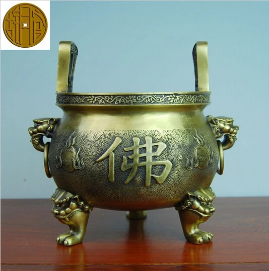 

B0601 416Old antique Bronze Arts & Crafts Bronze copper incense burner incense stove furnace buddha with small incense statue