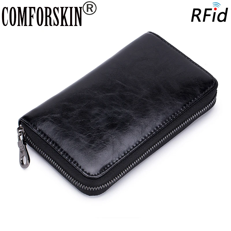 

COMFORSKIN European And American Large Capacity Card Wallet Multi-function RFID Protection Unisex Credit Card Holders Card Case