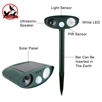 

2018 Ultrasonic Cat Dog Repellents Solar Energy Fly Trap Fox Raccoon Rat Squirrel Animal Pest Repellent Repeller Control