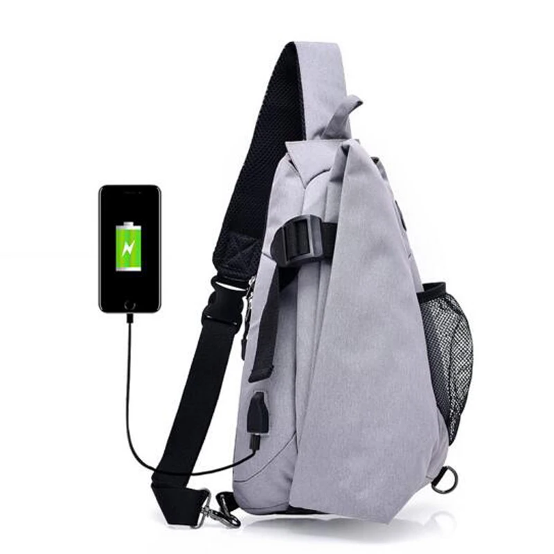 

Men Chest Pack Canvas USB Charging Crossbody Bags for Men Shoulder Handbag Casual Sport Cross Body Bag Male Chestbags