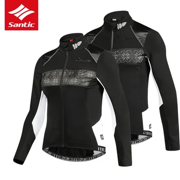 

Santic Men Women Cycling Jacket Autumn Winter Fleece Thermal Bike Jacket Windproof Bicycle Jacket Wind Coat Maillot Ciclismo