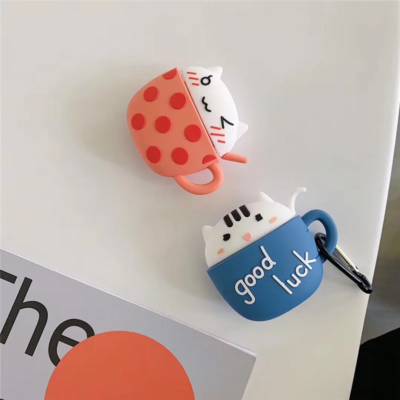 

Funny Cartoon For Apple Airpods Case Protective Cover Cute Cat Bluetooth Earphone Case Fashion Silicone Headphones Cases Box Bag
