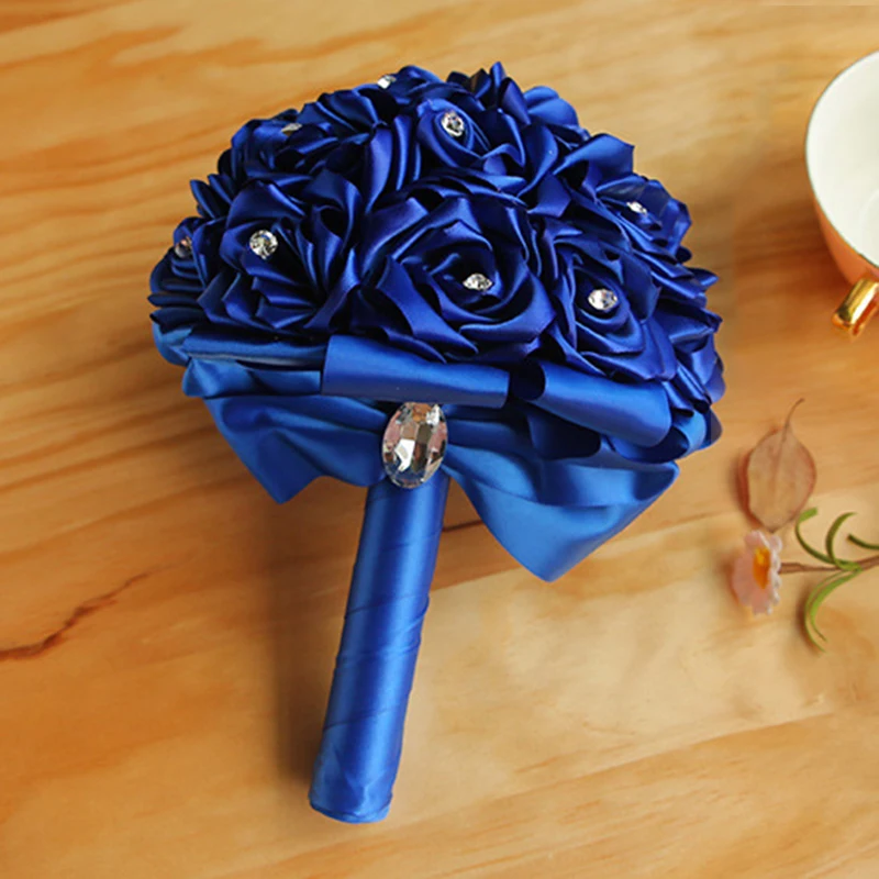 Новое поступление Роза Свадебные цветы Свадебные букеты с Perals ручной работы искусственный цветок букет невесты для Свадебные украшения
