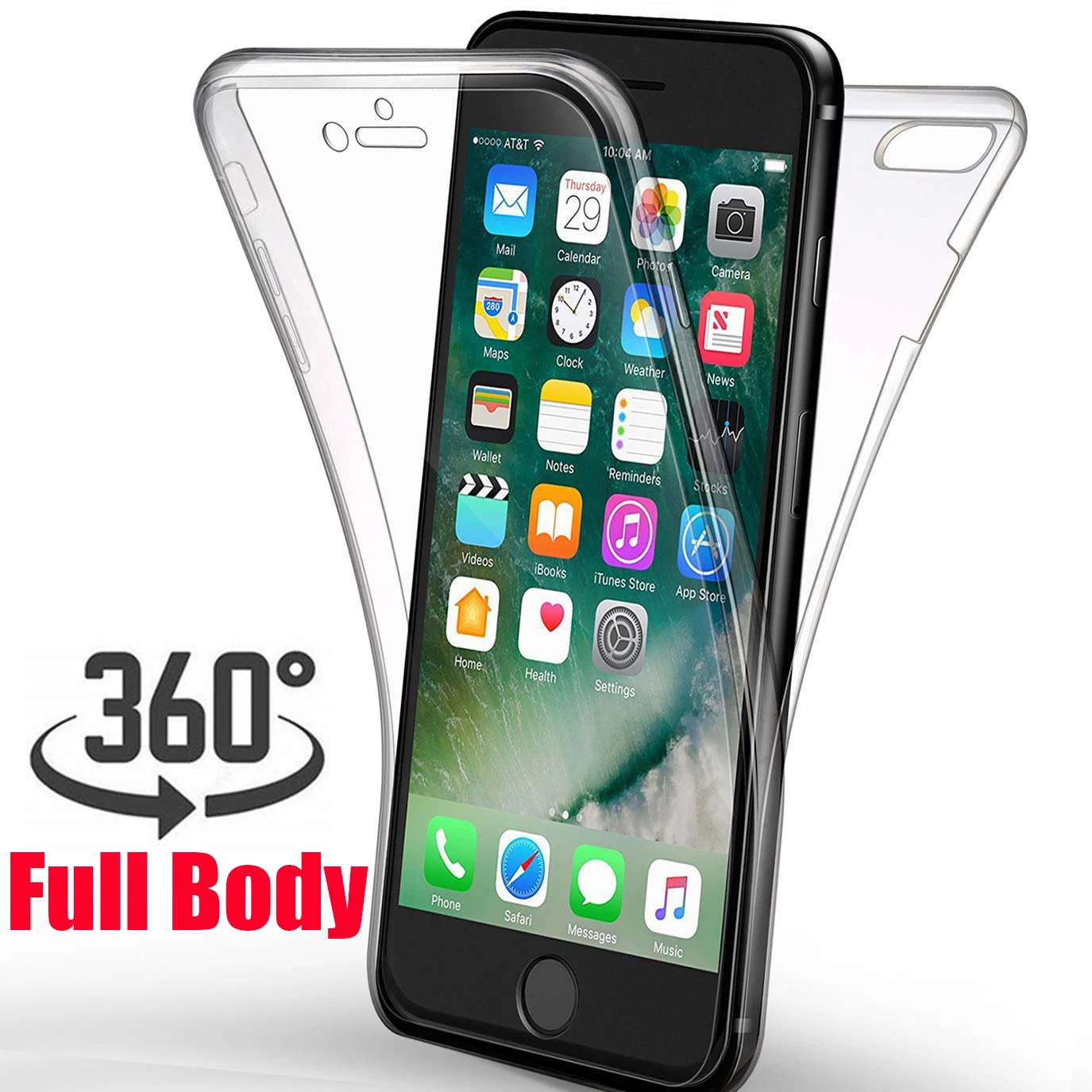 Полноразмерный прозрачный чехол 360 градусов для iphone X XS MAX XR 10 7 8 Plus 6 s SE 5S 5