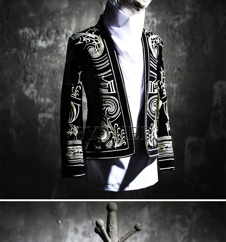 Роскошный Блейзер в стиле барокко, мужской пиджак с вышивкой, приталенный Мужской Блейзер Terno Masculino
