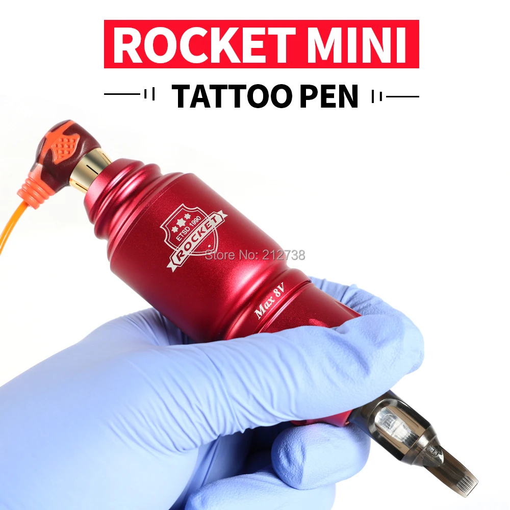 Ракета Мини Короткая Татуировка ручка роторная машина с беспроводной мини мощность татуировки RCA разъем смешивания 20 шт. картридж иглы