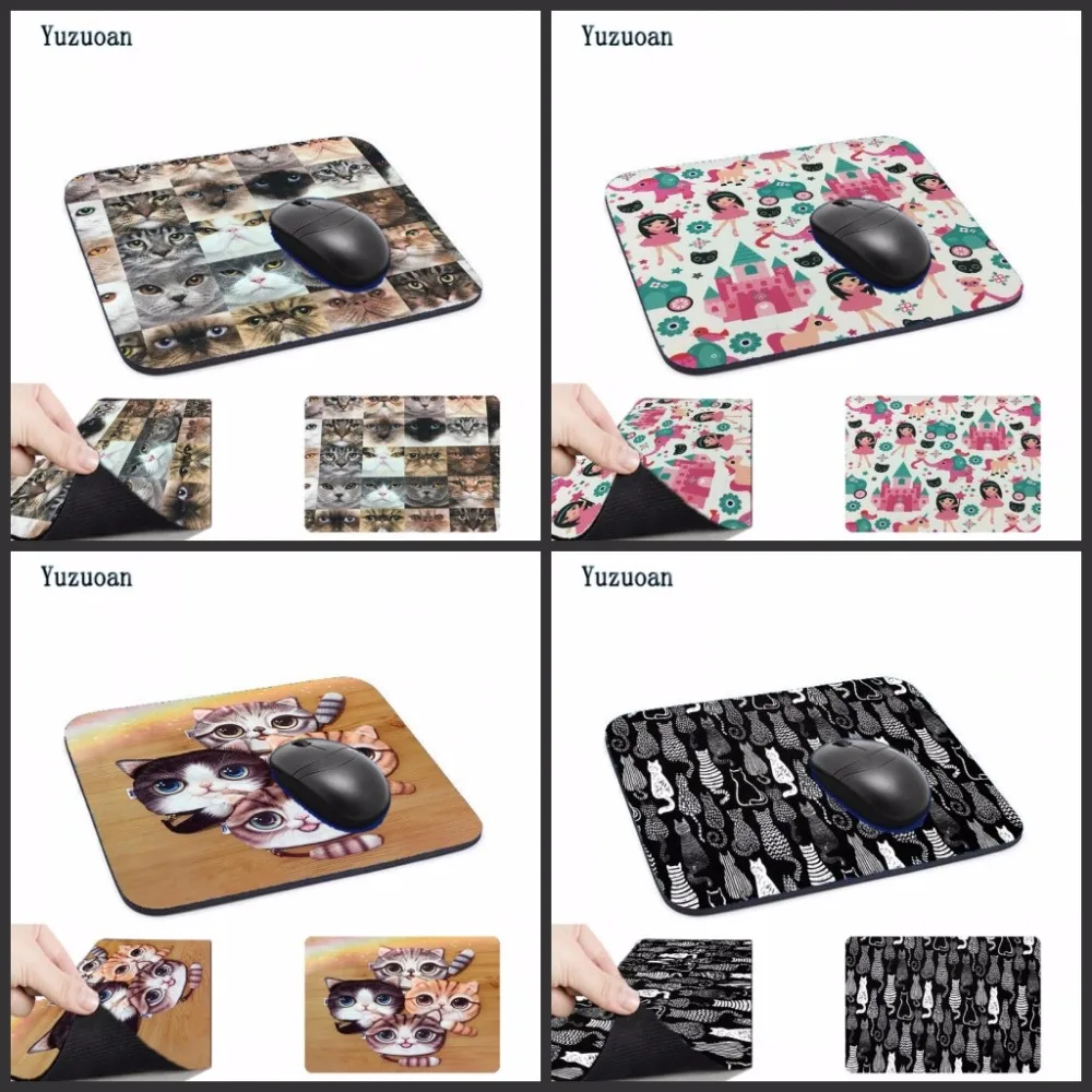 Yuzuoan Custom lovely Cat Face Animal компьютерный коврик для мыши игровой Padmouse геймер Настольный