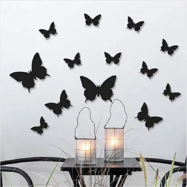 12 pcs/lot pvc 3d diy butterfly wall stickers home decor poster for
