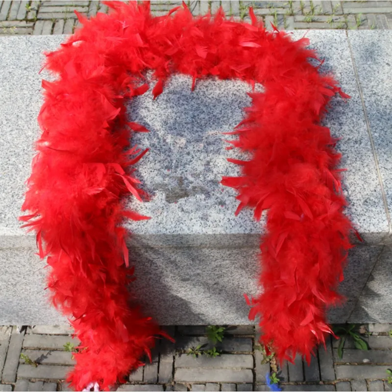 2 метра Супер утолщаются чанделла индейки перья боа отделка 80 г шарф/вечерние украшения платье Марабу перья для рукоделия boas Plumas - Цвет: Red