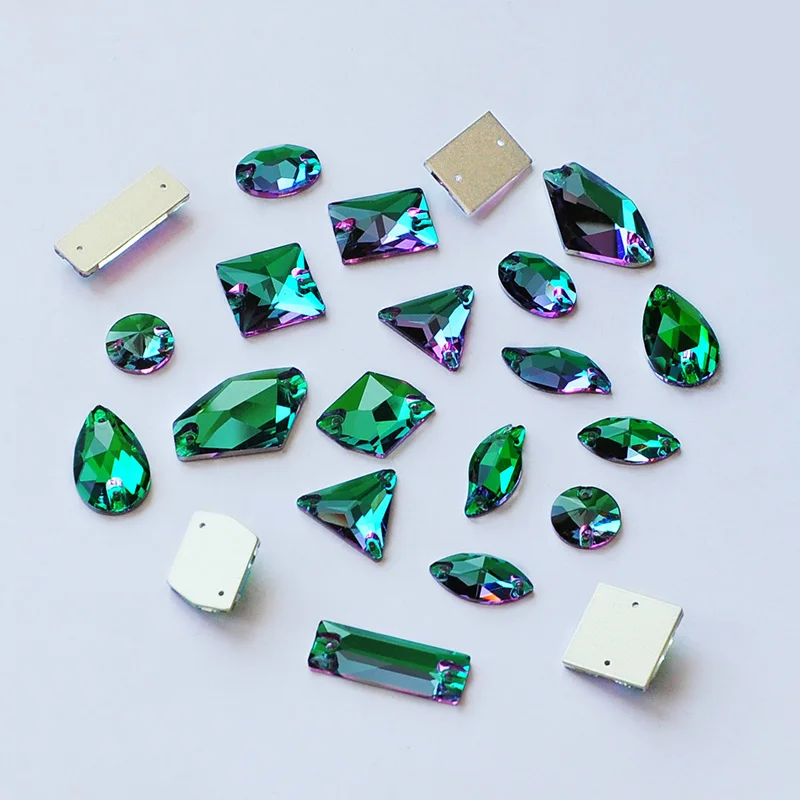 EMERALD - SQUARE High Quality Glass Sew-on Rhinestones - VRISHAN