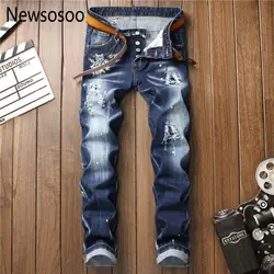 В европейском и американском стиле Роскошные Качество Для мужчин тонкие джинсы Штаны известные бренды Для мужчин s карандаш Штаны прямые