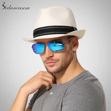 Sedancasesa новая фетровая шляпа, соломенная шляпа для мужчин, Пляжная летняя Солнцезащитная шляпа, соломенная шляпа с лентой, повседневный стиль SM008081