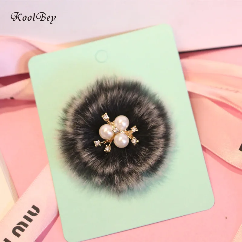 

1pc Elegant Corsage Retro Mink Hair Badge Flower Pearl Brooch Metal Sweater Pins B024