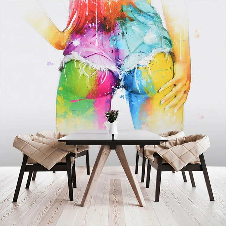 

Custom Size Photo 3D water color graffiti wallpaper sexy beauty large mural casual bar restaurant cafe clothing shop wallpaper