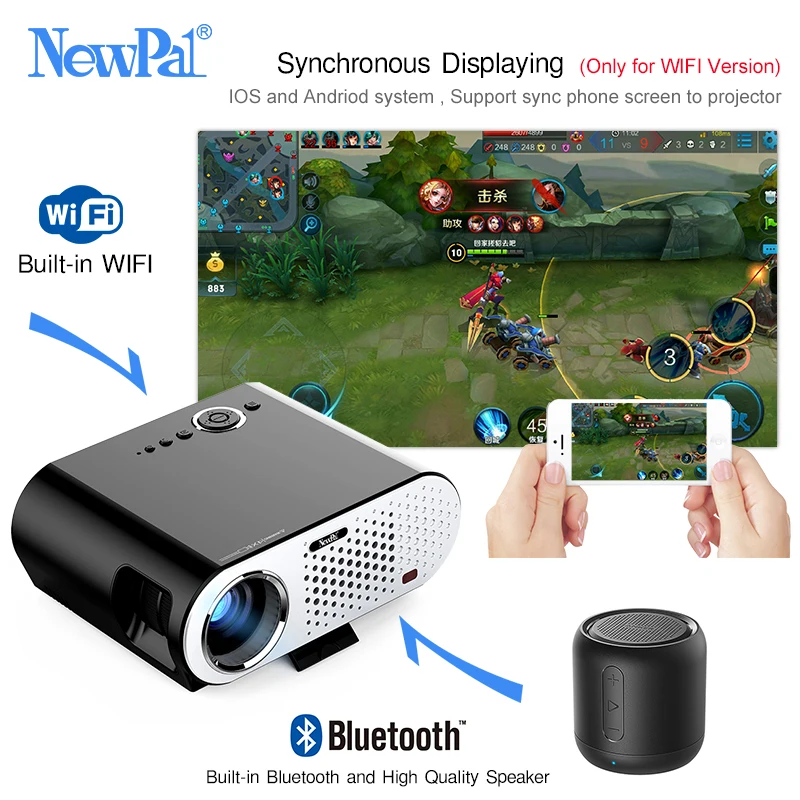 Newpal GP90 يصل جهاز عرض صغير 3200 لومينز الروبوت WiFi فيديو Projecteur 1.2-5 M رمي دعم كامل HD 1080 P HDMI/USB/AV/VGA