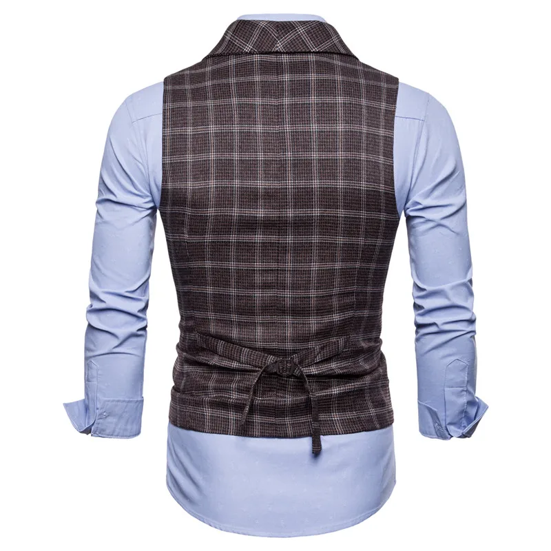 Riinr 2018 New Men Formal Suit Vest New Fashion Striped Business Waistcoat Men Wedding Gray Sleeveless Vest Dress