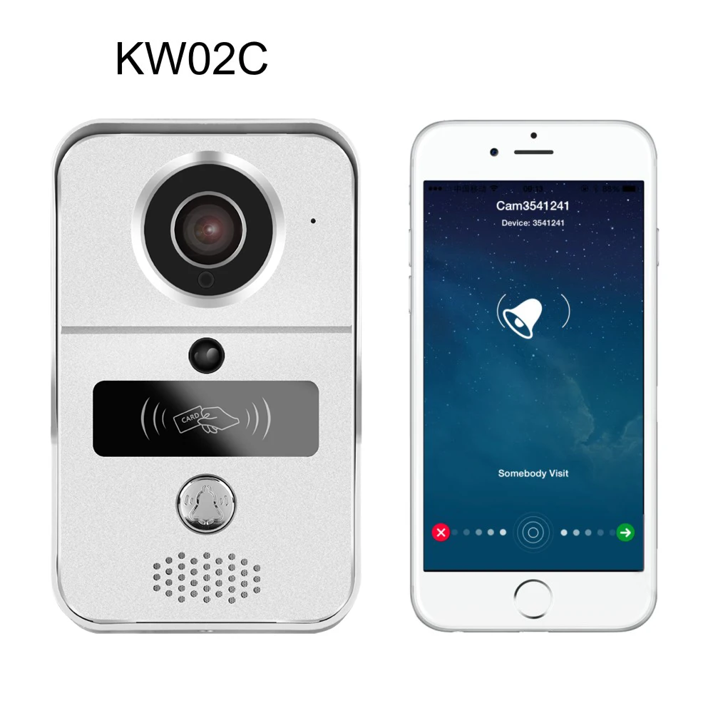 2018 KONX KW02C H.264 Смарт видео звонок с rfid карты дуплекс домофон поддерживает Micro SD ИК
