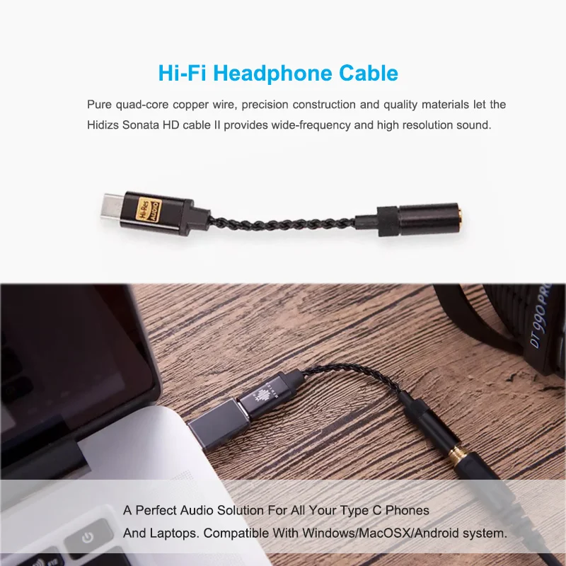 Адаптер усилителя для наушников HIDIZS Sonata II HD USB DAC Hi Res Type C до 3 5 мм телефонов Android ПК