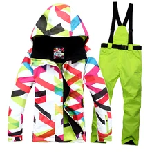 Free shipping Outdoor waterproof windrpoof set skiing jacket and pants High quality women’s winter ski set snowboard suit women
