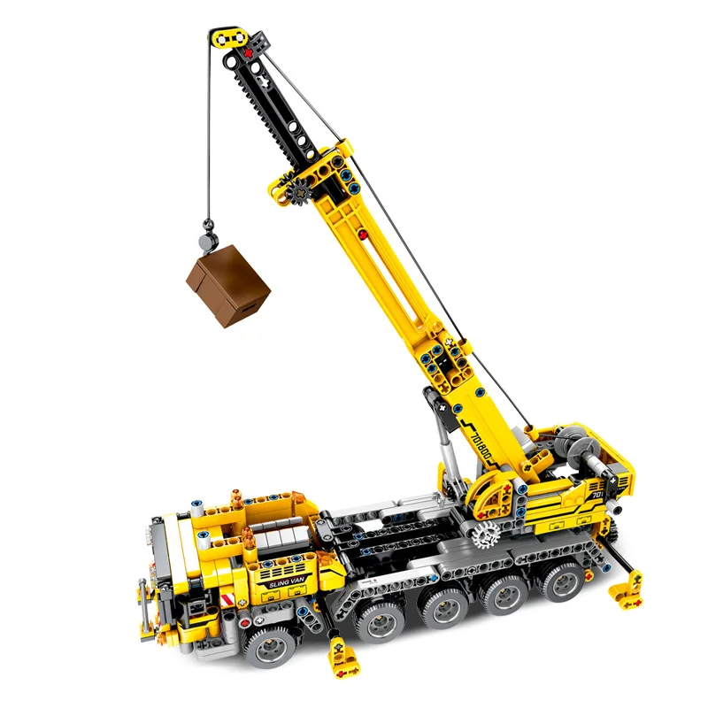 

Technic Series Mobile Crane Set With Mini Figures Truck Educational Model Building Crane Blocks Toys For Children Gifts Fit City