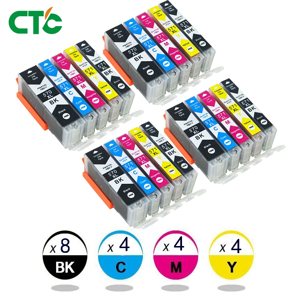 

20PCS PGI-570XL CLI-571XL Ink Cartridge for Canon 570 571 MG5750 TS5050 MG5751 MG5752