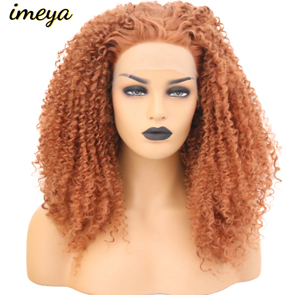 

Imeya Cosplay Lace Front Wigs Synthetic Glueless Curly Wigs High Temperature Heat Resistant Fiber Orange Wigs For Women