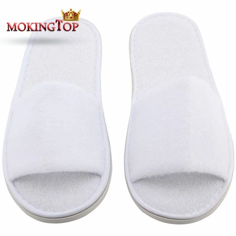 

MOKINGTOP 5PCS Spa Hotel Guest Slippers Disposable Terry Style Open Toe slippers womens slipper summer 2018 womans slipper#ss